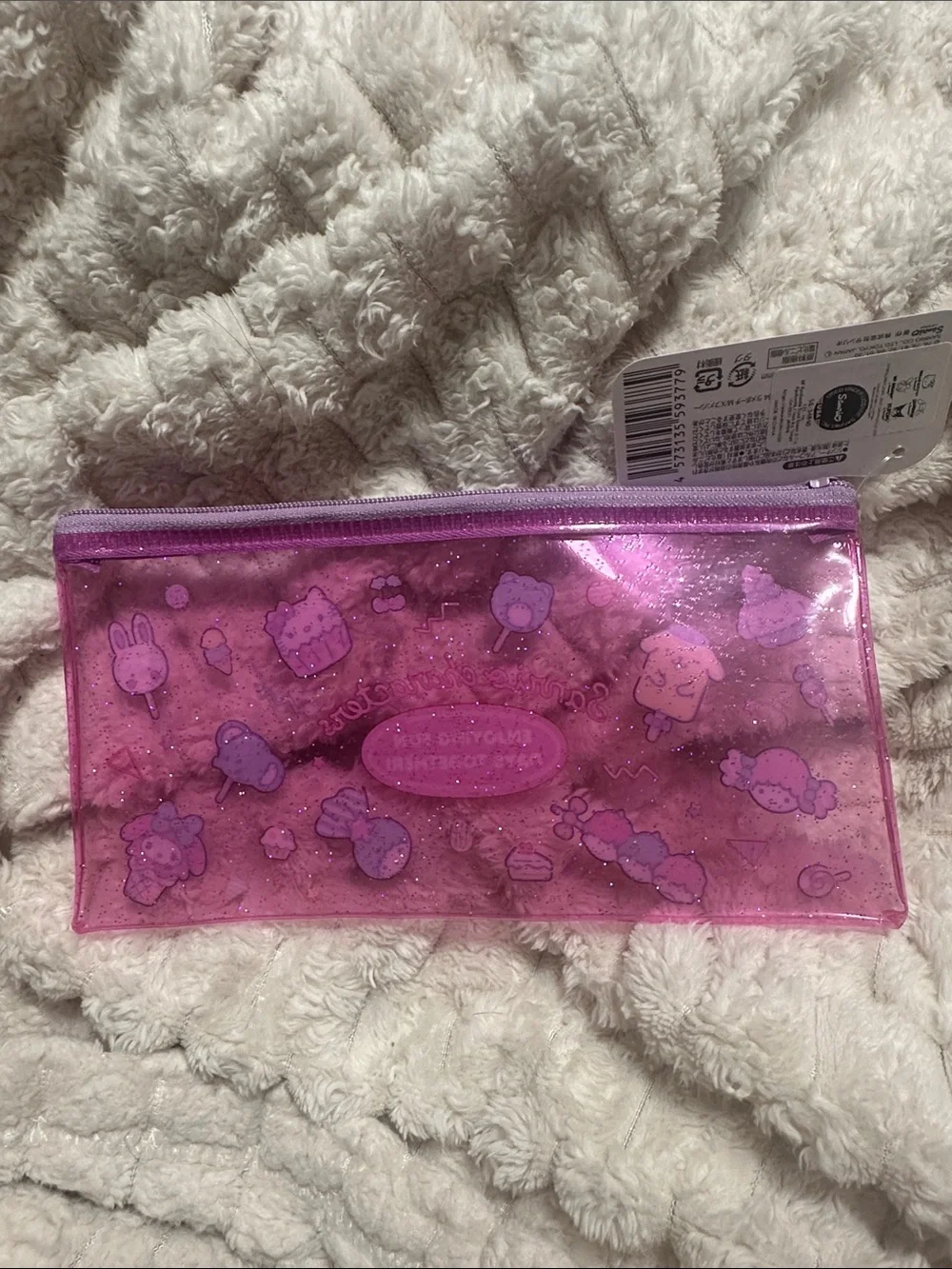 Sanrio Pink and Purple Glitter Character Zip Pouch
